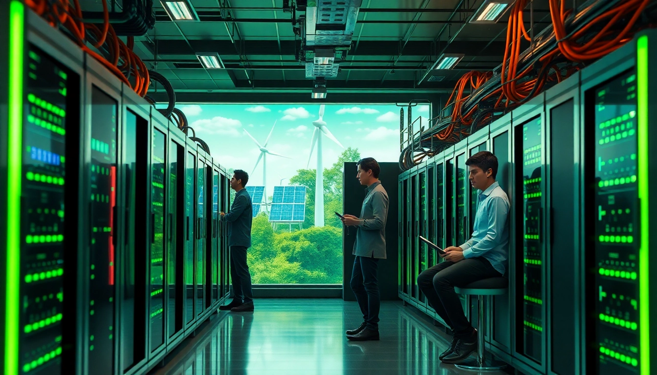 Innovative crypto mining site showcasing modern technology and renewable energy.