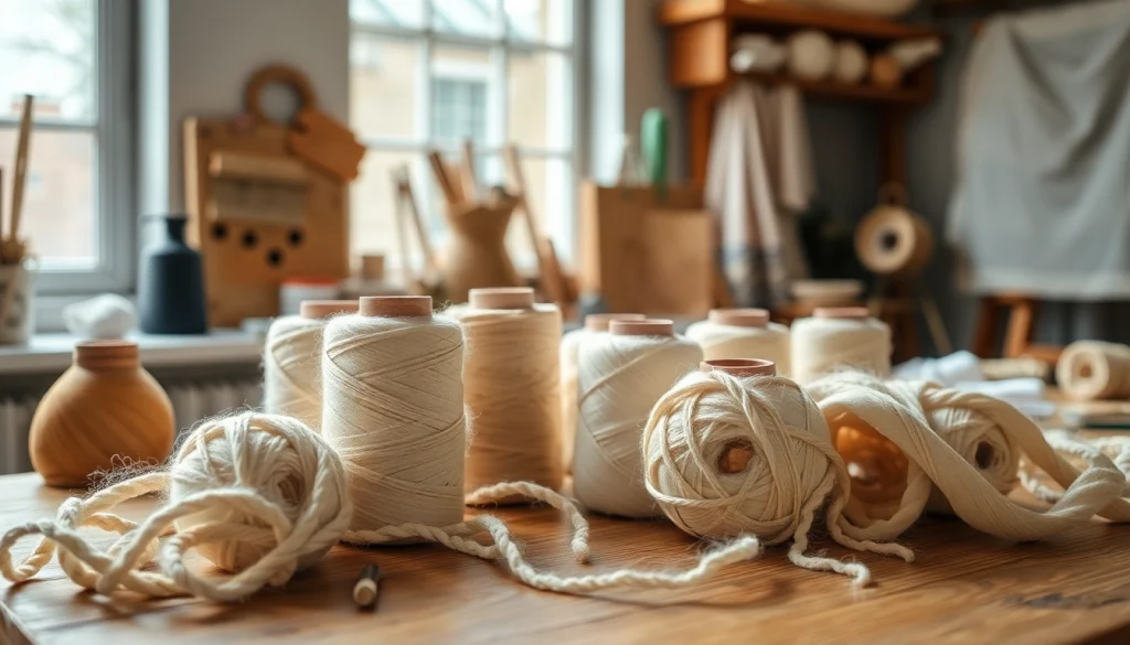 Gebruik van ongebleekt katoen in een handwerkatelier met creatieve materialen en lichtinval.