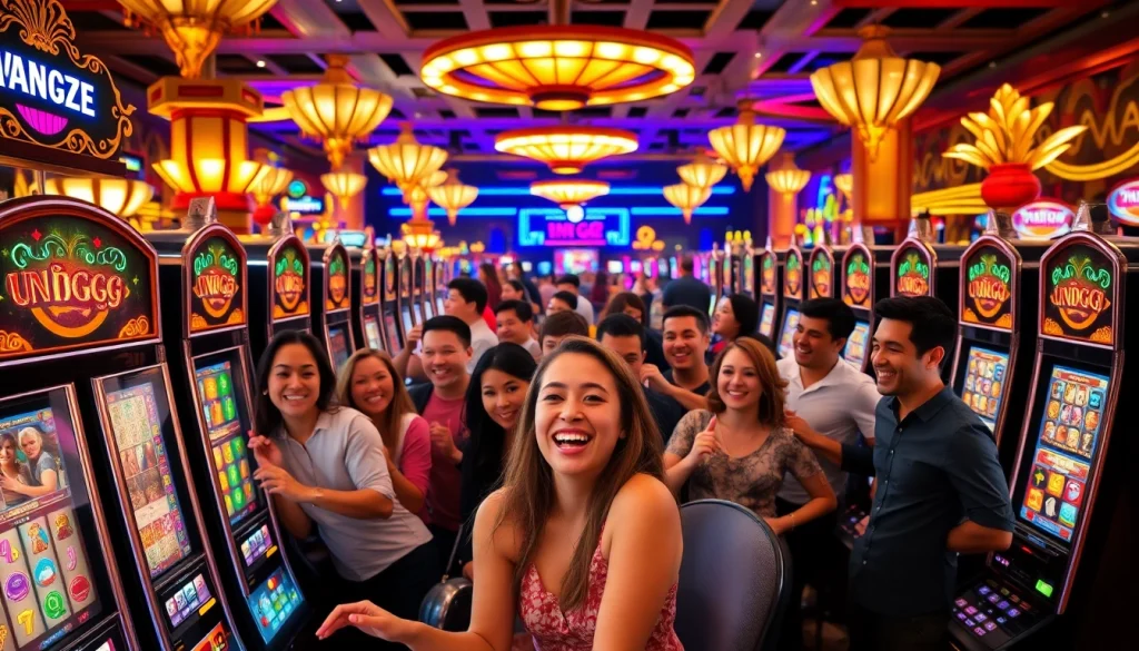 Menyaksikan pemain menikmati Unogg slot game di lingkungan kasino yang meriah.