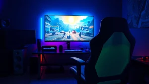 Permainan daftar lapak303 game dalam pengaturan gaming modern yang dinamis dan penuh warna.