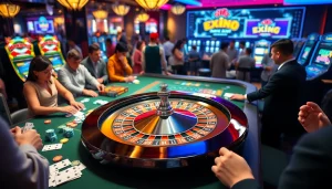 Excitement of players at the roulette table on https://xx88.bar/ amidst bright casino lights.