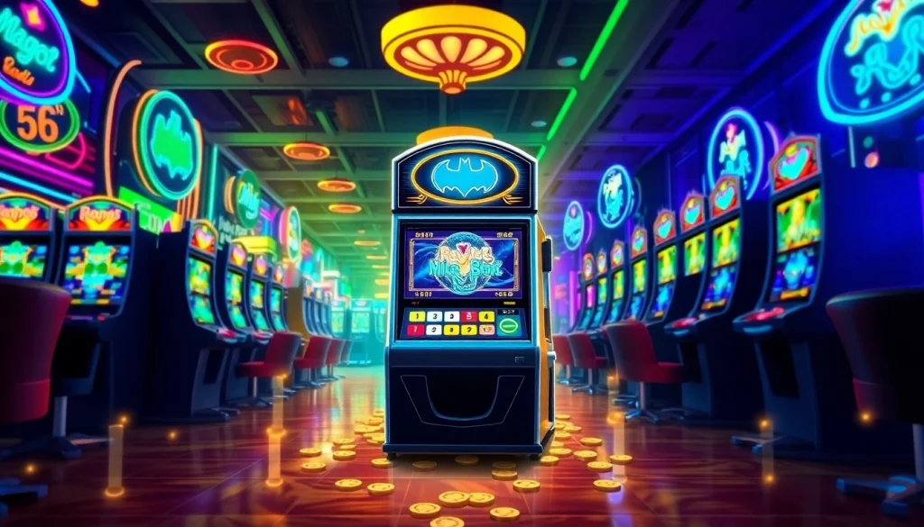 Menangkan permainan batman138 slot di lantai kasino yang ramai dan berwarna-warni.