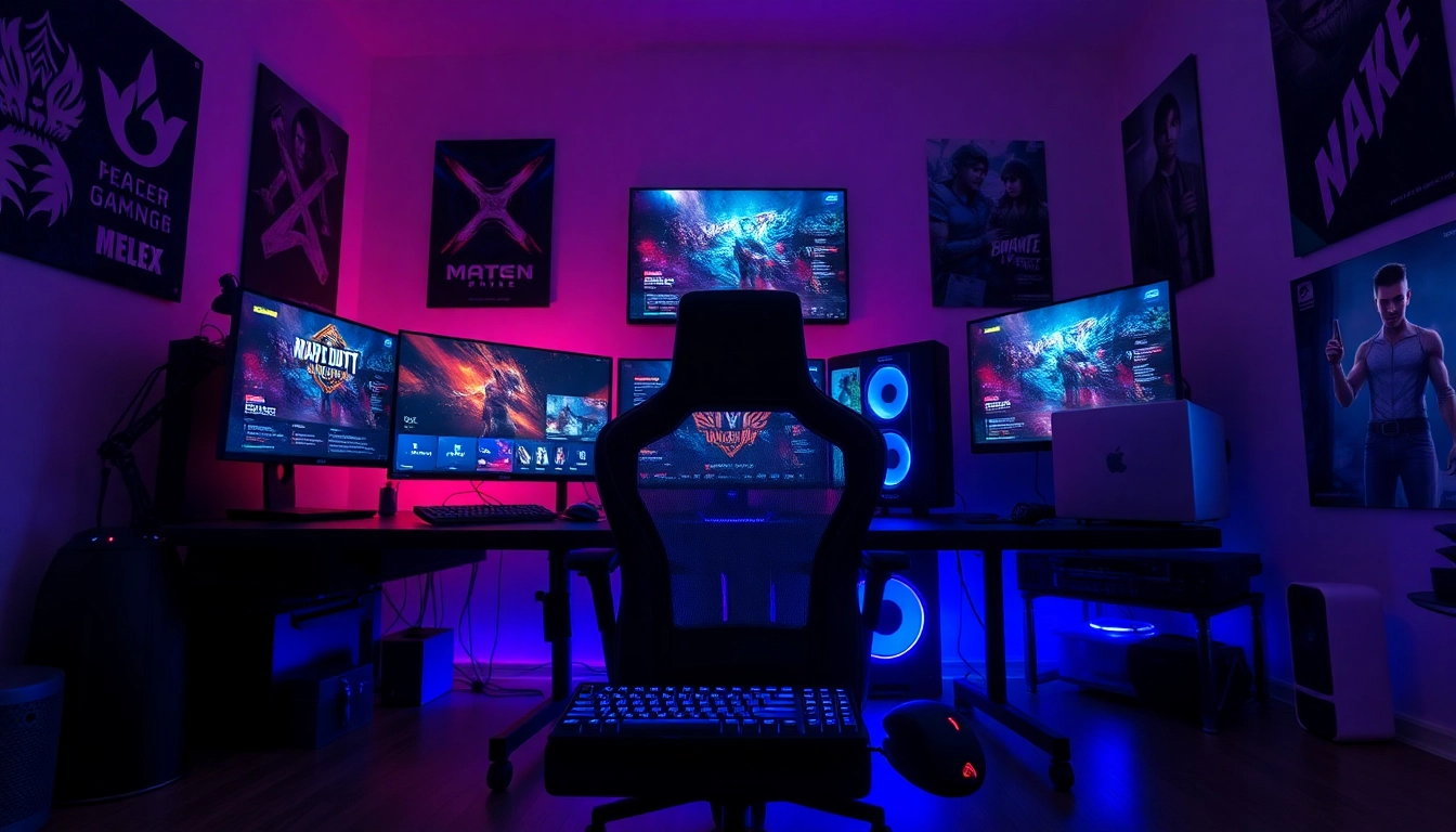 Menampilkan hakim4d alternatif game pada setup gaming modern dengan monitor berwarna-warna cerah.