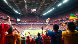 스포츠중계가 이루어지는 관중들이 열광하는 경기장