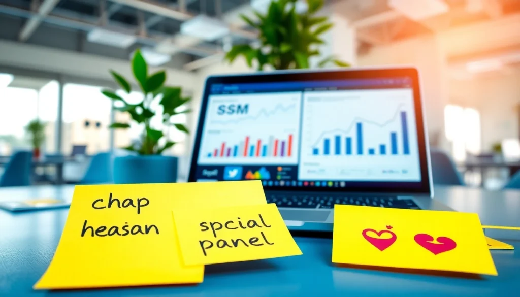 Boost social media engagement with a cheap smm panel displayed in a modern workspace.