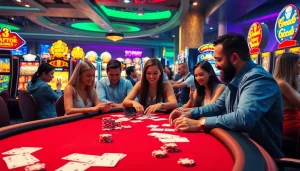 Engaging Slot Gacor scene showcasing diverse players enjoying thrilling casino games.