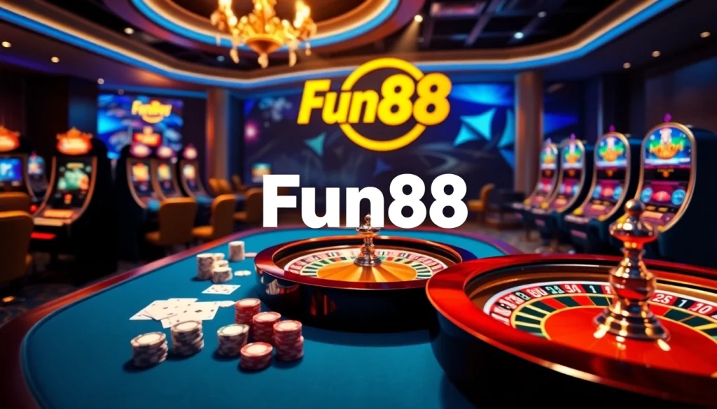 Experience thrilling gameplay at Fun88's elegant casino scene with vibrant games and modern betting platforms.