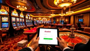 Experience the excitement of doaslot login with vibrant casino features like slot machines and poker tables.