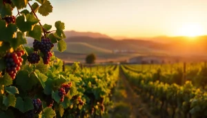 Discover the charm of clarksburg wineries surrounded by scenic vineyards at sunset.