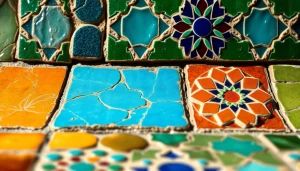 Tuiles Zellige présentant des motifs géométriques complexes et des couleurs vives, mettant en valeur l'artisanat marocain.