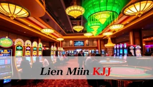 Experience thrilling gameplay with Liên Minh KJC showcased in a luxurious casino setting.