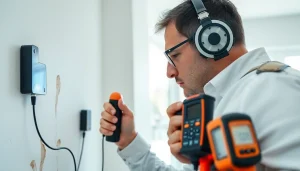 Leak Detection expert analyzing potential water damage within a home using specialized equipment.