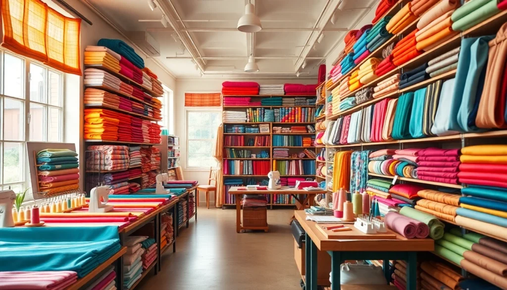 Bezoek de stoffenwinkel met een diversiteit aan kleurrijke stoffen en fournituren.