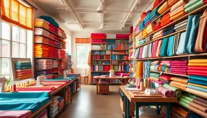 Bezoek de stoffenwinkel met een diversiteit aan kleurrijke stoffen en fournituren.