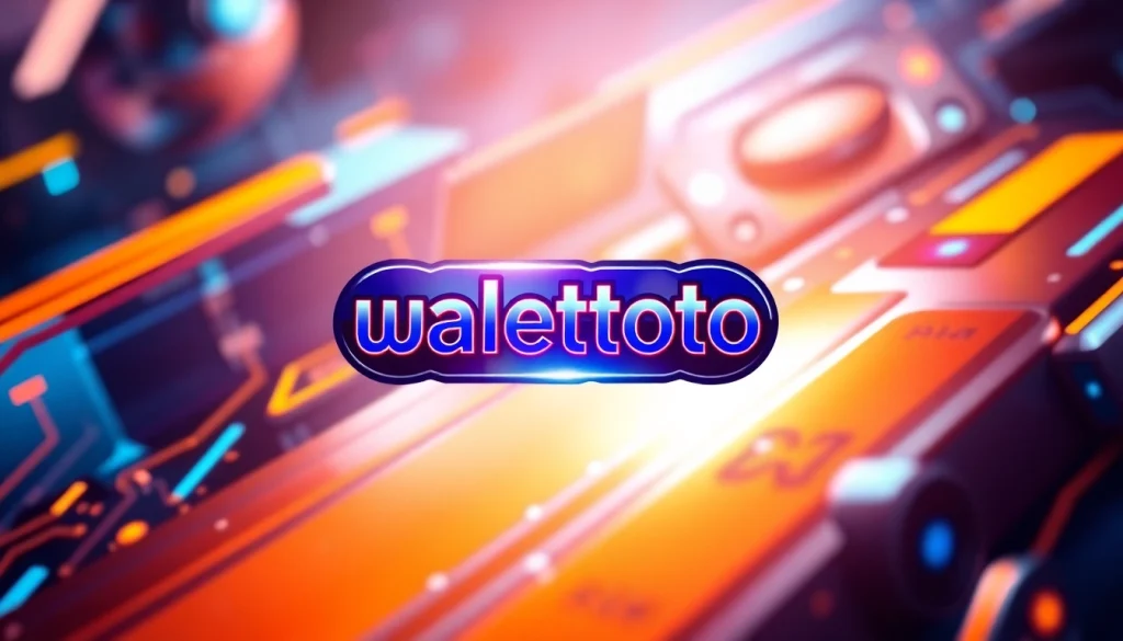 Menggambarkan logo walettoto dengan desain modern dan dinamis.