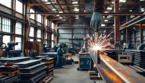 Crafting precision at a steel fabrication shop with skilled workers and advanced machinery.