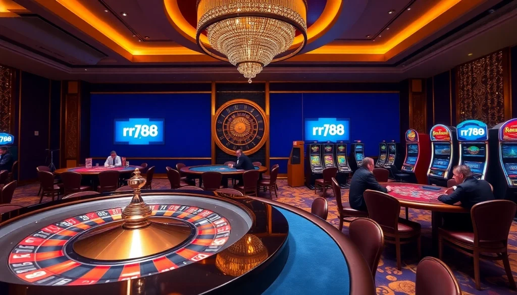 Experience thrilling gameplay at rr88 with luxurious casino tables and engaging slot machines.