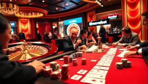 Marvelbet thrills players at a luxurious casino table filled with poker chips and cards.