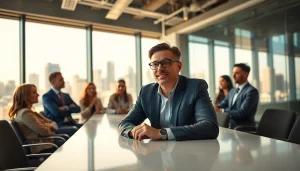 Business coach Los Angeles guiding entrepreneurs in a modern office setting.