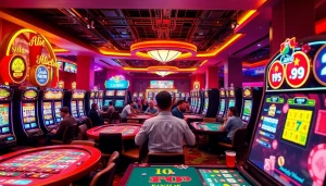Explore the vibrant atmosphere of the best online casinos for Canada with engaging gaming tables and excited players.
