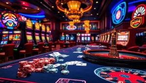 Nohu-themed casino scene with poker tables, vibrant slot machines, and an elegant ambiance.