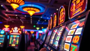 Permainan slot bet 50 yang menggembirakan dengan pemain merayakan kemenangan besar.