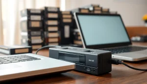 Converting vhs to usb with a VHS player and laptop, showcasing the digitization process.