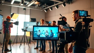 Team capturing dynamic footage in a Video Production Company Phoenix studio showcasing creative collaboration.