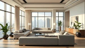 Visualize a luxurious interior design dubai apartment highlighting modern elegance and sophistication.
