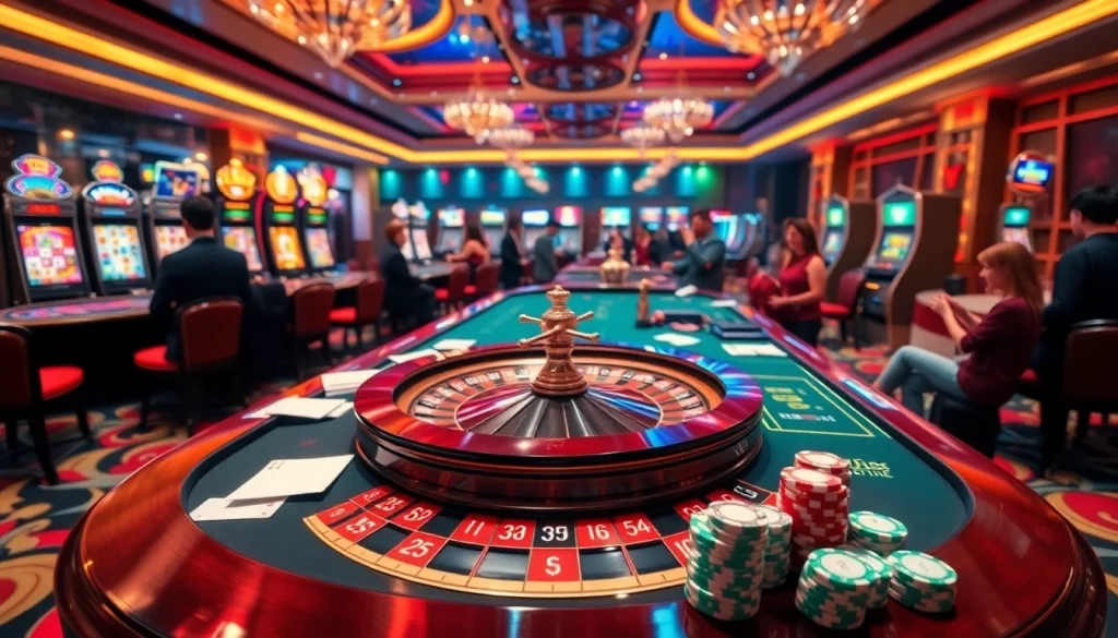 Experience thrilling gaming at Trang Chủ RR88 with a vibrant casino atmosphere and classic roulette.