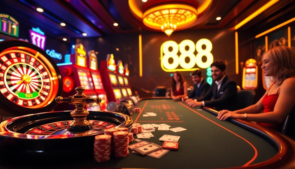 Experience thrilling action at rr 88 with luxurious casino gaming tables and vibrant slot machines.