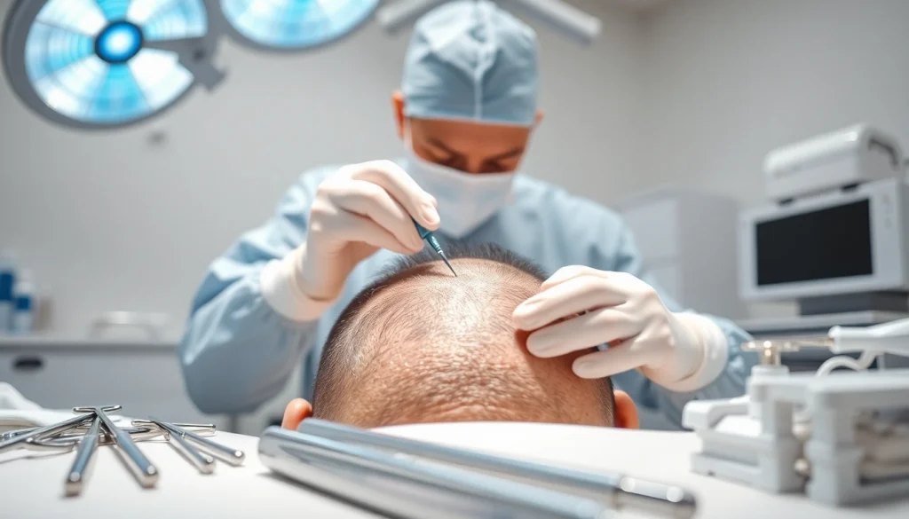 Witnessing a hair transplant uk procedure with expert care in a modern clinic setting.