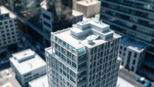 Architekturmodellbau Hannover mit einem detaillierten Modell eines modernen Gebäudes in einer urbanen Umgebung.