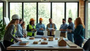 Engaged builders networking in a professional setting of Texas association of builders meeting.