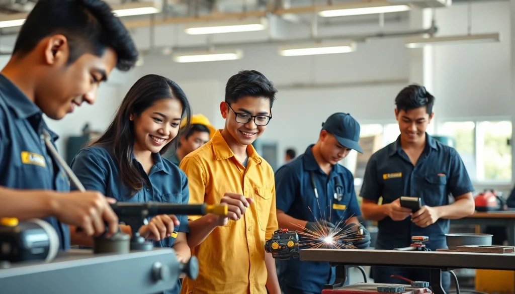 Students participating in hands-on activities at trade schools oahu, showcasing skill development and training.