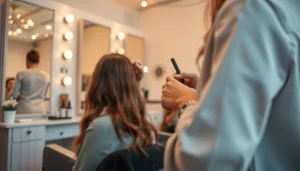 Stylish salon coafor bucuresti showcasing a professional stylist working on hair.