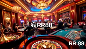 Experience the thrill of RR88 casino gaming with elegant players at roulette and poker tables.