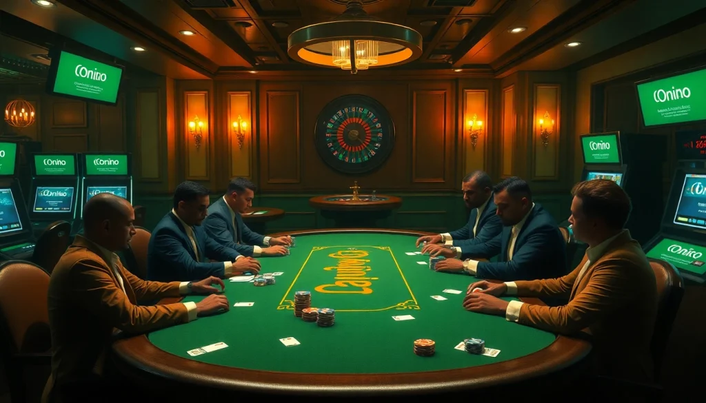 The hidden wiki reveals a luxurious underground casino scene featuring poker tables and roulette wheels.