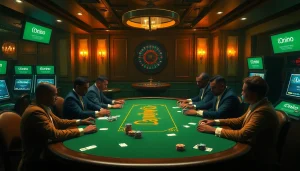 The hidden wiki reveals a luxurious underground casino scene featuring poker tables and roulette wheels.