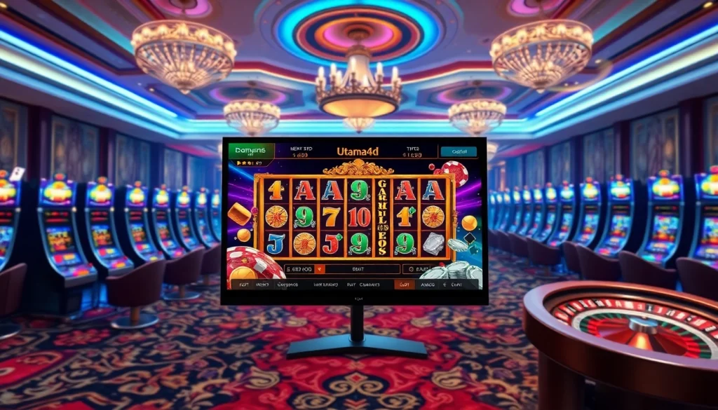 Berinteraksi dengan pemain yang antusias melalui antarmuka login Utama4D di kasino online yang glamor.