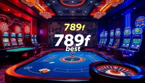Experience the excitement of 789f best with vibrant casino visuals featuring tables and slot machines.