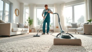 Professional carpet cleaners lincoln ca enhancing a plush carpet in a bright living room.