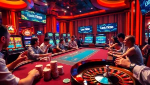 Experience the excitement of gambling with Link TK88 in a vibrant casino setting.