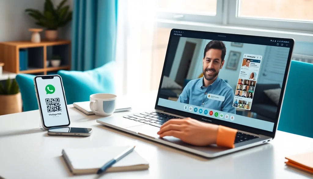 在现代工作空间中使用笔记本电脑上的 WhatsApp Web 的用户