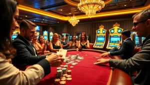 Nonton film indoxxi while enjoying a poker game at a luxurious casino table.