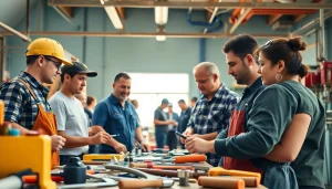 Students at trade schools oahu engaging in hands-on training with instructors in a dynamic environment.