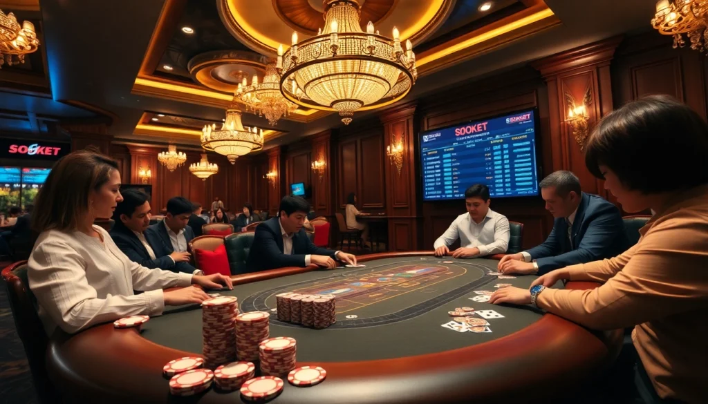 SboBet enhancing excitement at a poker table with colorful chips and high-stakes cards.
