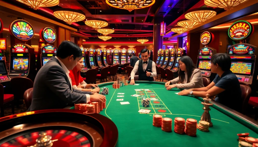 Permainan poker yang mendebarkan di meja kasino mewah dengan branding Datukwin Alternatif terlihat di latar belakang.