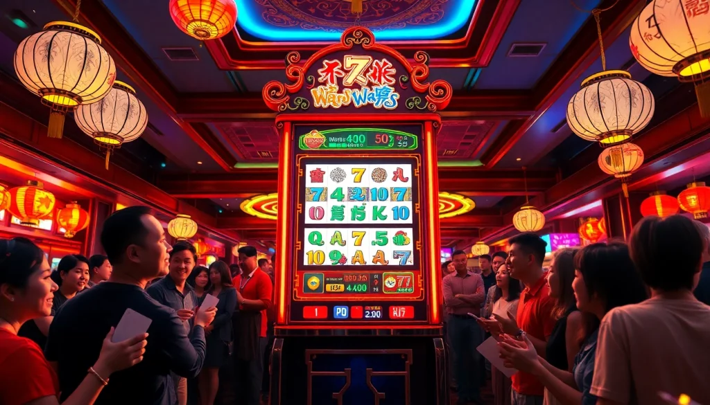 Experience thrilling gameplay with Mahjong Ways 2 at the heart of an exciting casino, enveloped in vibrant colors.