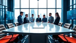 DAS 142 engineers collaborating in a modern office, emphasizing innovation and teamwork.